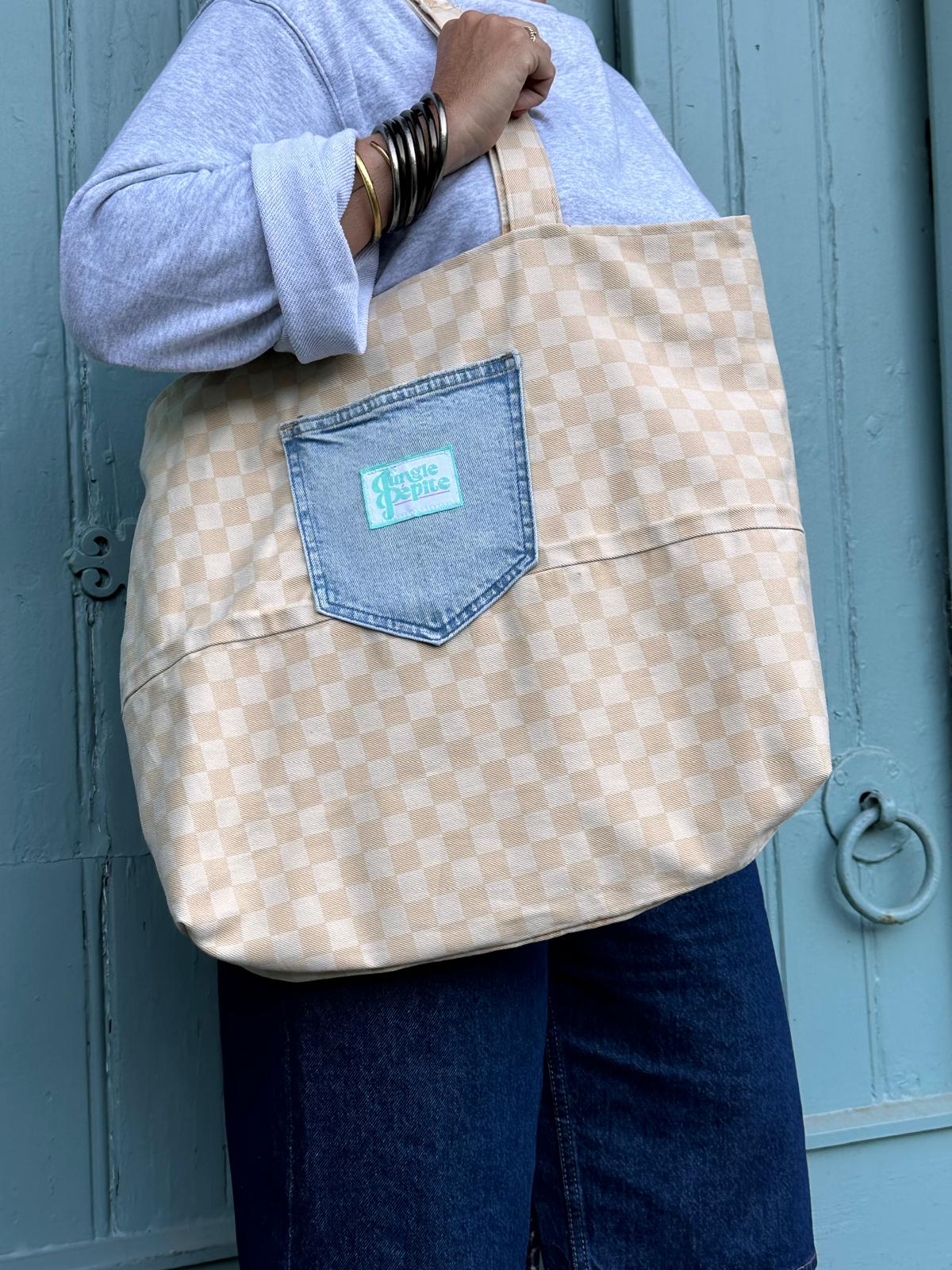 CABAS GRAND - Damier Jaune