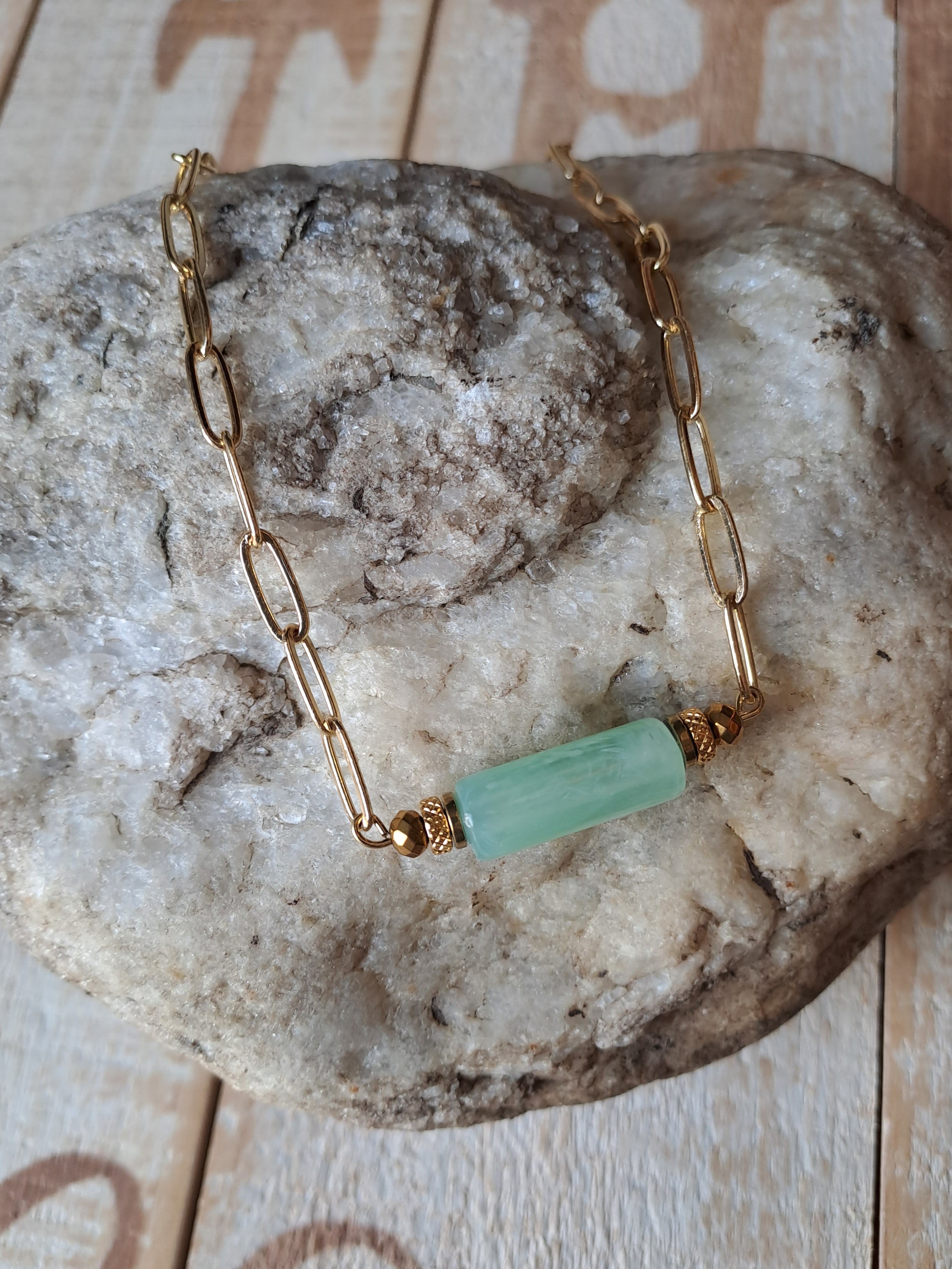 Collier Amulette Color - Vert menthe